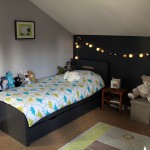 chambre enfant gris, vert, bleu
